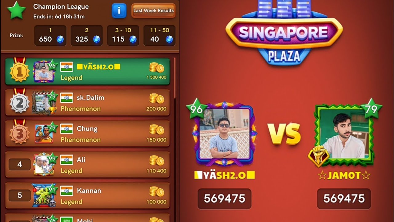 🔥Gaming Yash V/S Jamot Gaming 🔥 Singapore Table Indirect Gameplay 🔥 Carrom Pool 🔥