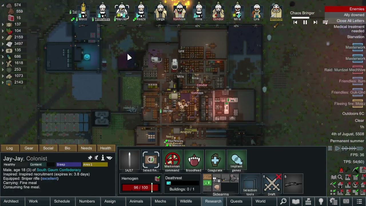 Rimworld NBS1 Ep37 - Snipers vs Death Centipede raid