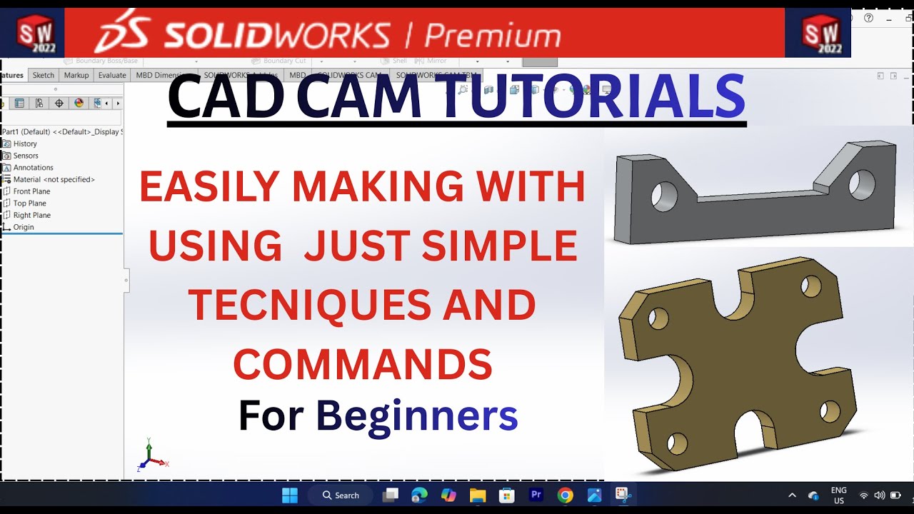 CAD CAM tutorial of Basic Design | Solid Works Practice Exercises