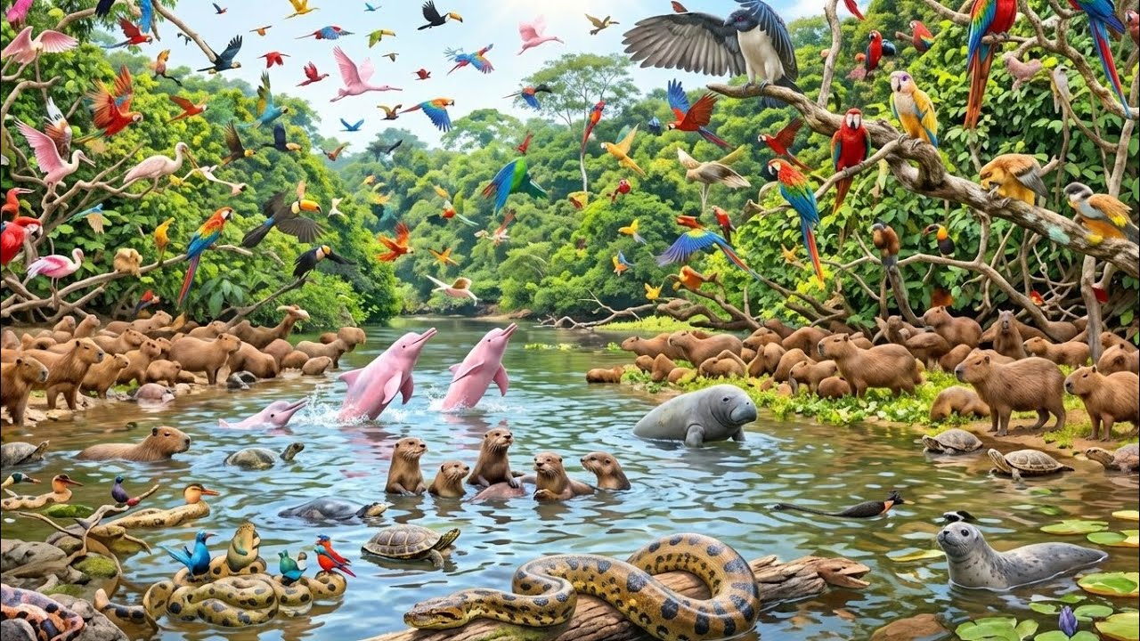 Relaxing Walk in the Amazon : The Most Beautiful Amazon Wildlife Moments (4K ASMR | No Music)