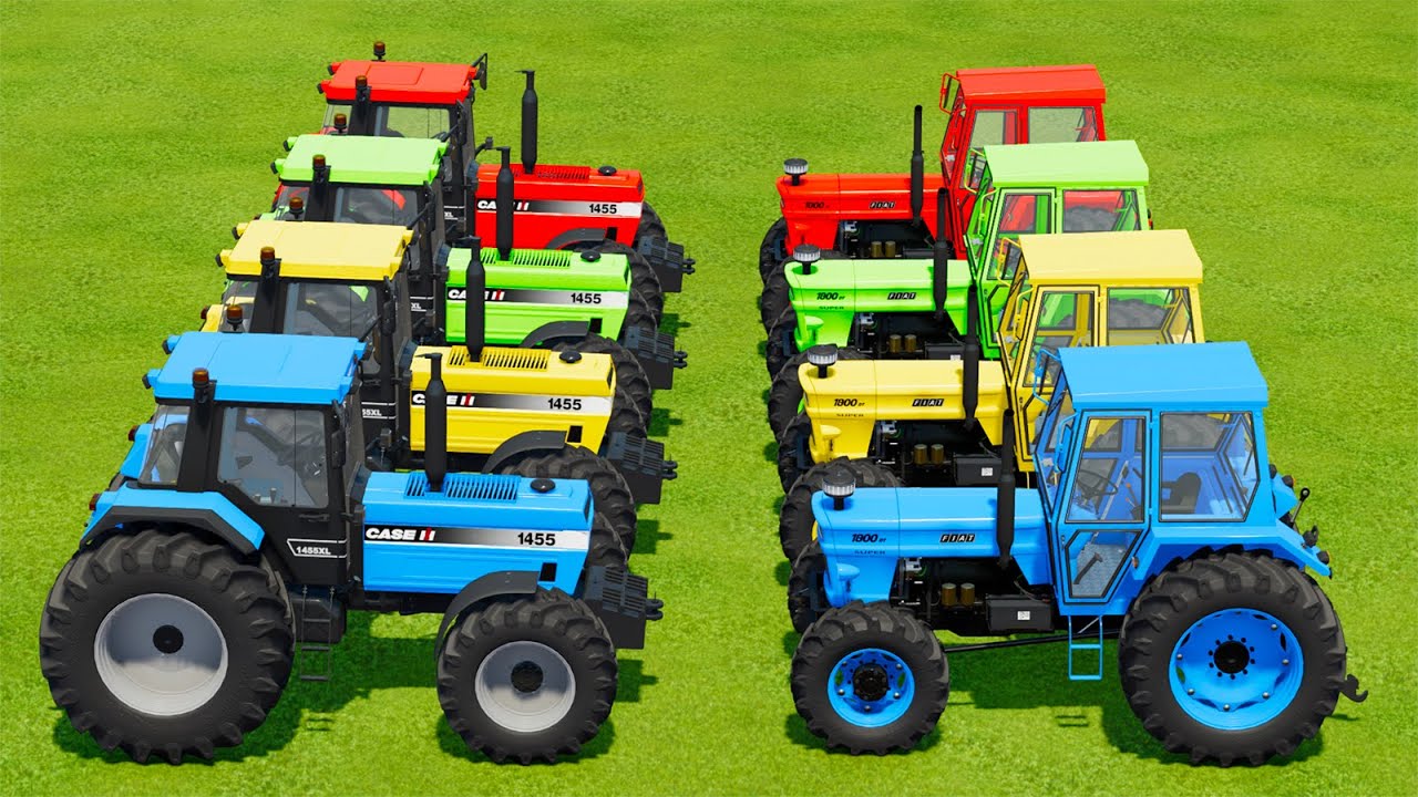JOHN DERRE vs FIAT vs CASE vs CLAAS TRACTORS BATTLE WITH FUEL TANKS - Farming Simulator 22