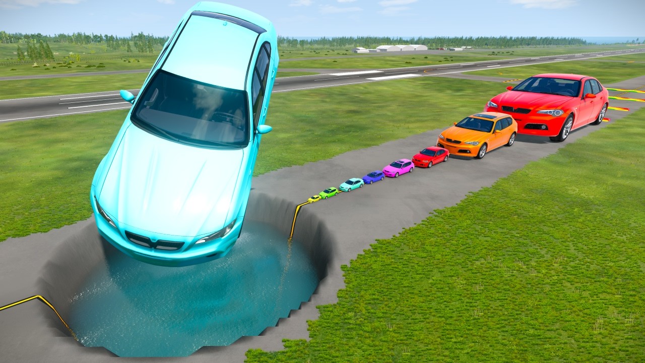 BIG & SMALL CARS vs GIANT PIT #404 💥🔥 &ndash; BeamNG.drive Fly BeamNG !