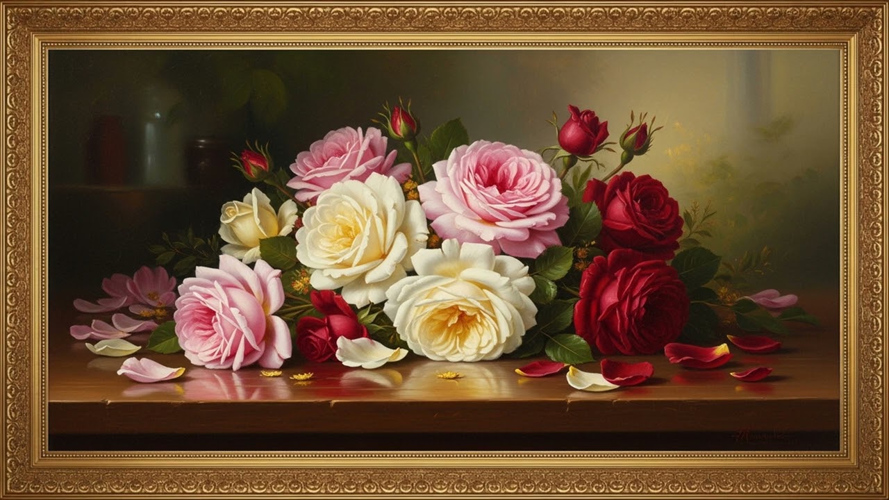 Classic Botanical Rose Artwork | Calm Floral Art Presentation