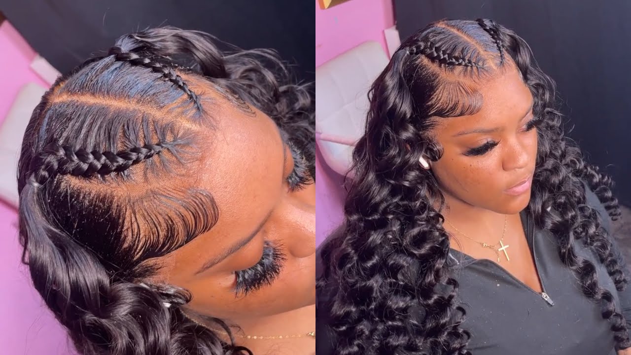 TWO BRAIDS ON LACE FRONTAL WIG INSTALL TUTORIAL