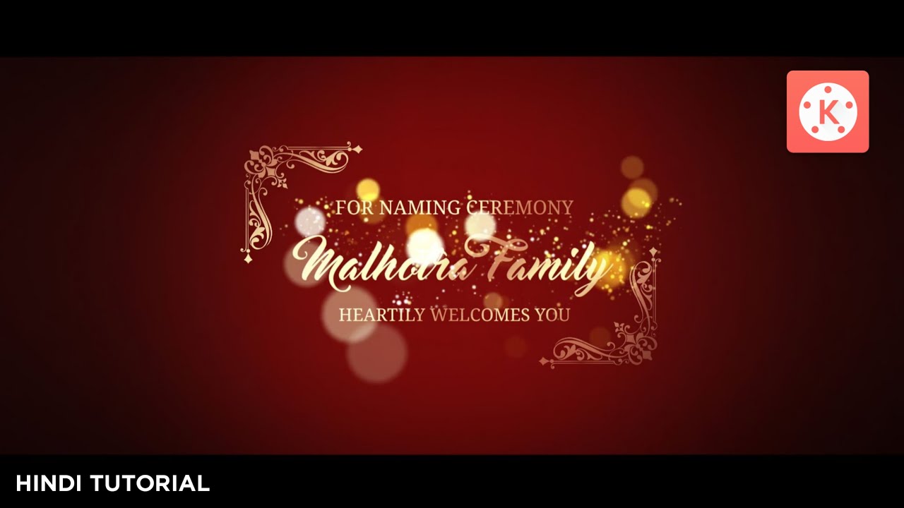 How to make Golden Text Naming ceremony invitation video in kinemaster | wedding invitation video