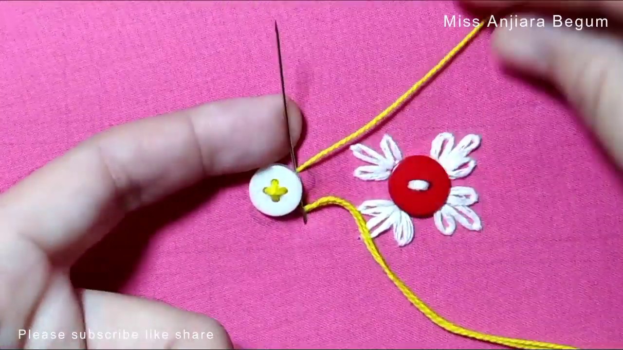 Hand embroidery button tricks, Hand Embroidery techniques with button, Different classes embroidery
