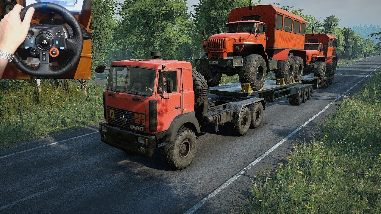 Heavy Off-Road Haul with MAZ 6425 and Two Urals