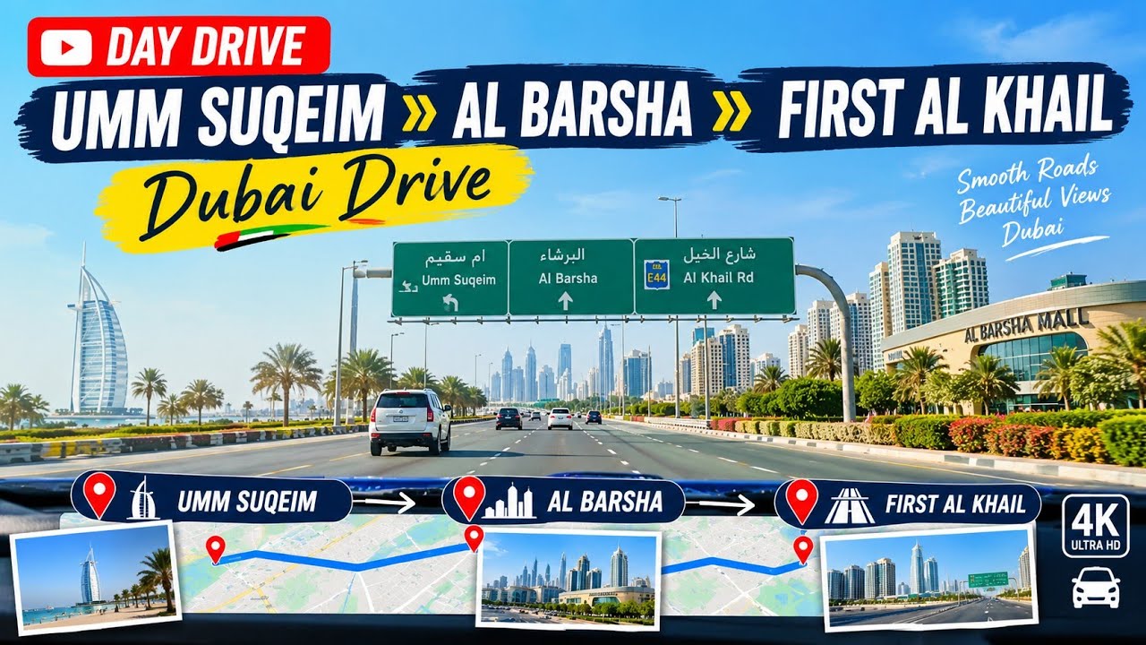 Umm Suqeim | 4K Drive Tour Dubai Scenic View 