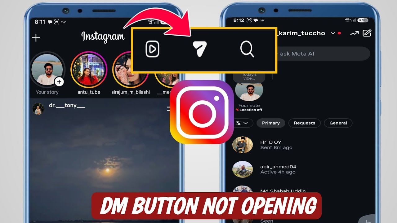 Fix Instagram Message DM Button Not Opening Problem | Instagram Messages Not Opening Loading Problem