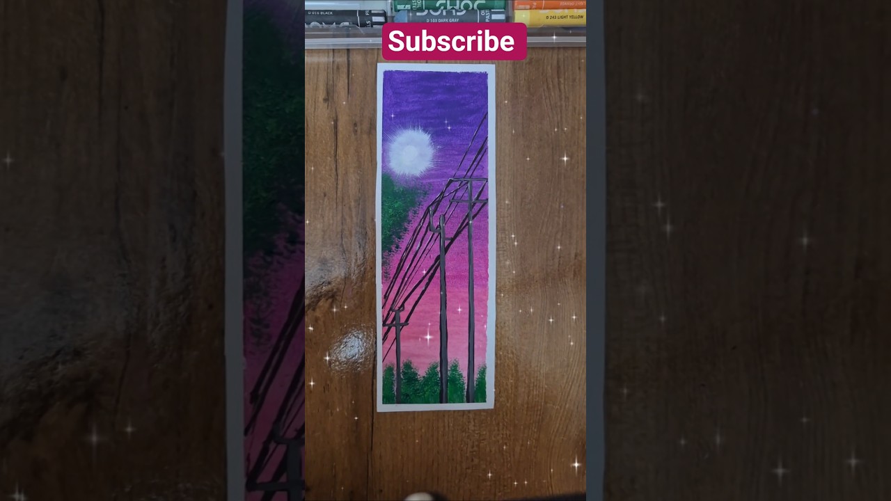 Mesmerizing Sunset Street Light Drawing 🌇 | Oil Pastel Scenery Art
