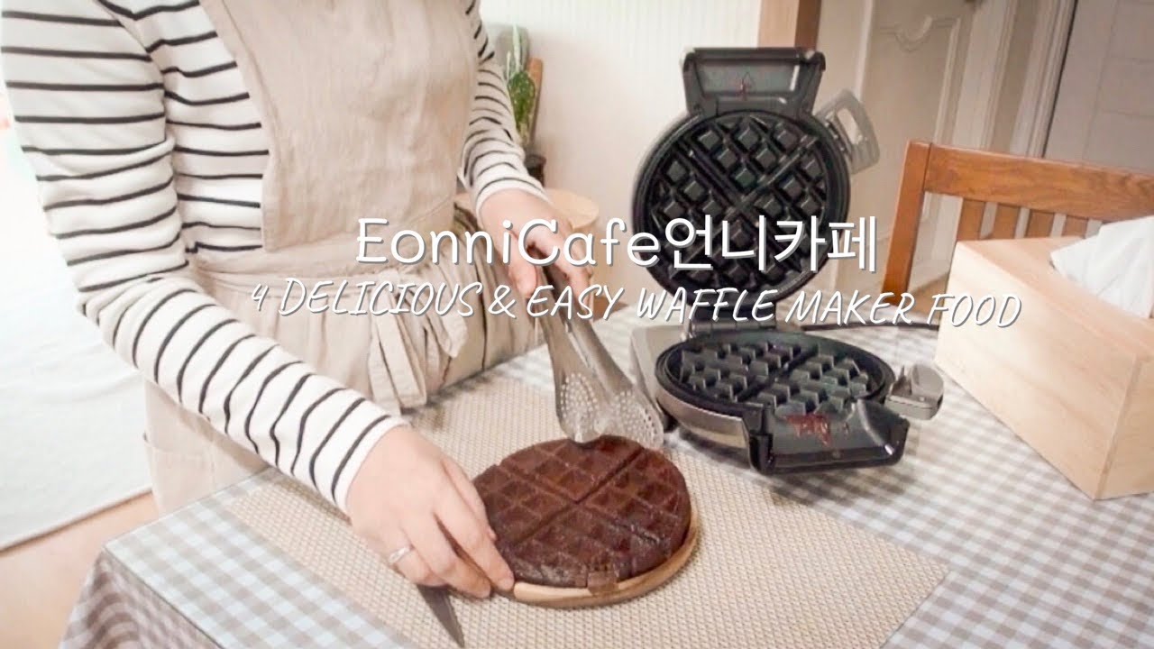4 Easy Waffle Recipes|Cuisinart Vertical Waffle Maker.HOMECAFE. Housewife in Korea SILENT VLOG # 17