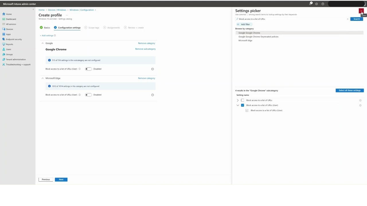 Blocking AI Websites Using Configuration Profile in Intune on Windows Device