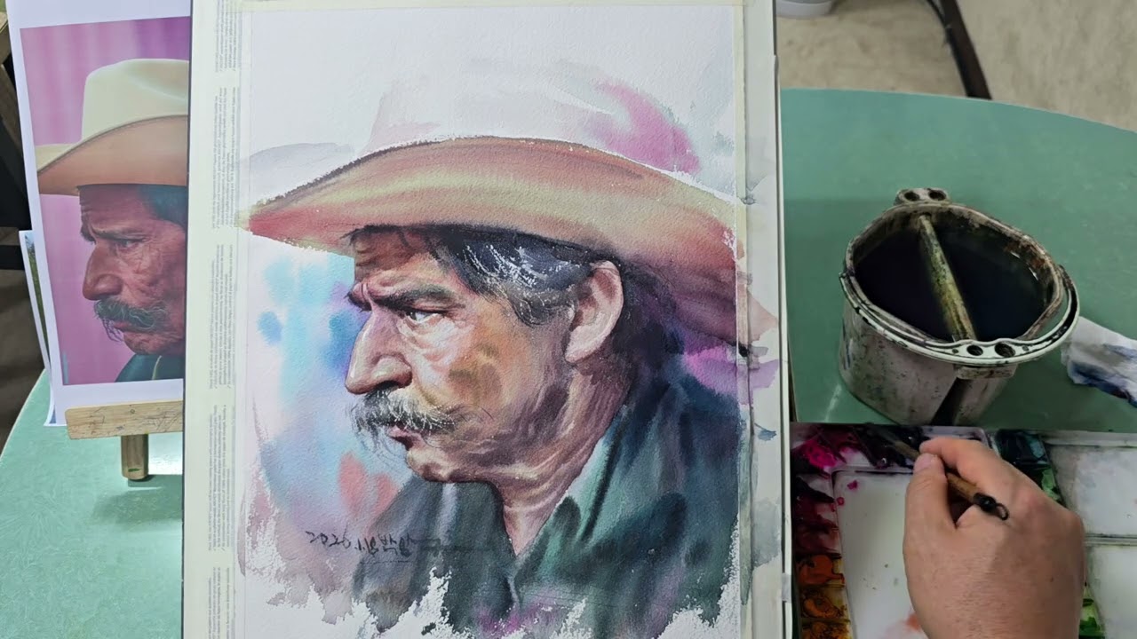 인물수채화 재벌채색,watercolorportraitpainting 