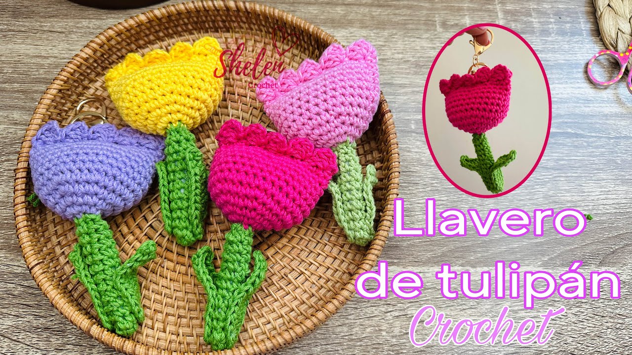 Llavero de tulipán forma 2 🌷♥️🧶 CROCHET