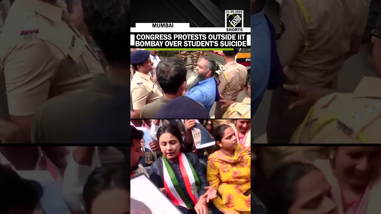 Mumbai: Congress workers protest outside IIT Bombay over student's suicide