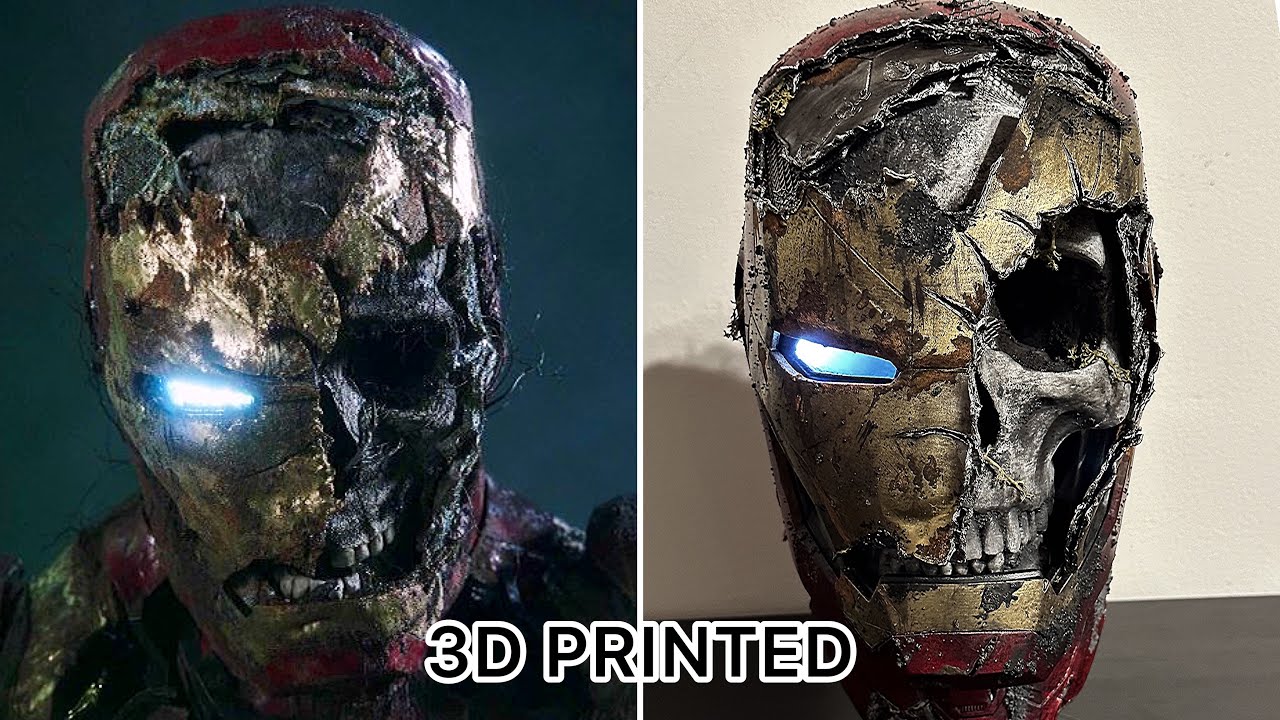 DIY - 3D printing a Zombie Iron Man helmet with electronics *for display*