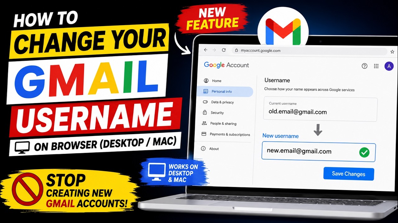 Stop Creating New Gmail Accounts! How to Change Your Existing Gmail ID on Browser New Feature