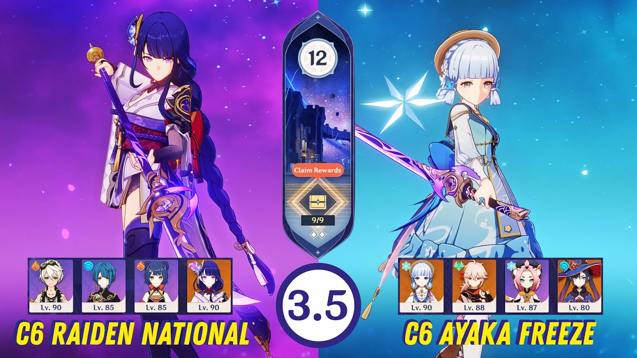 NEW ABYSS 3.5 - C6 Raiden National & C6 Ayaka Freeze - Genshin Impact