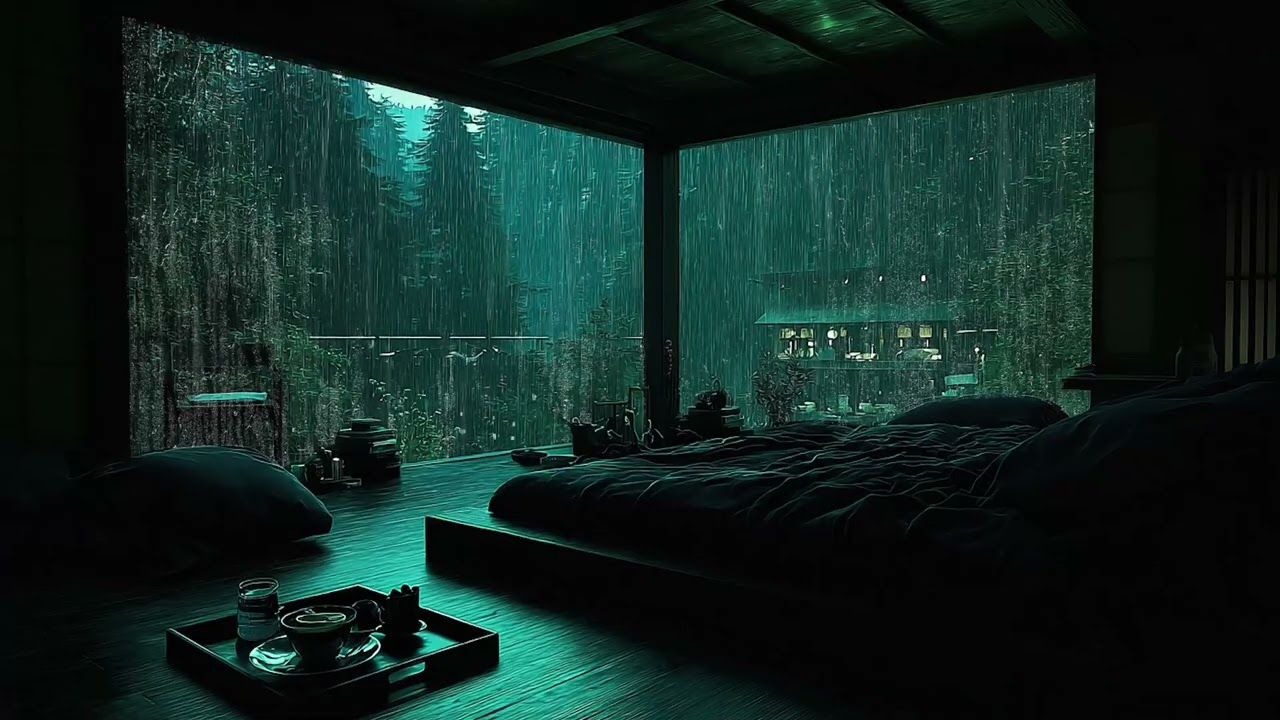 Heavy Rain in the Woods (No Ads) 🌧 | Black Screen Sleep Ambience for Deep Rest & Relaxation