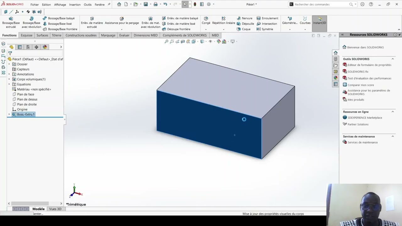 🎓 Création de pièce 3D sur SolidWorks – Méthode claire pour débutants