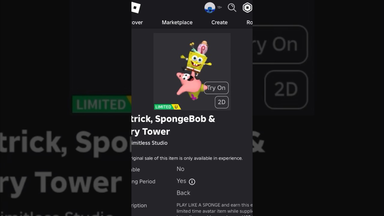 ( Limited UGC Item ) How To Get Patrick, SpongeBob & Gary Tower ROBLOX ( 2024 ) DeanOfficial YT