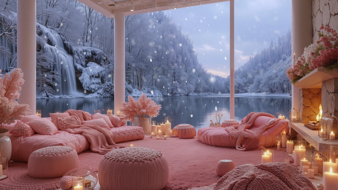 Peaceful Pink Cabin by the Lake | Healing Piano To Relieve Stress, Anxiety and Depression