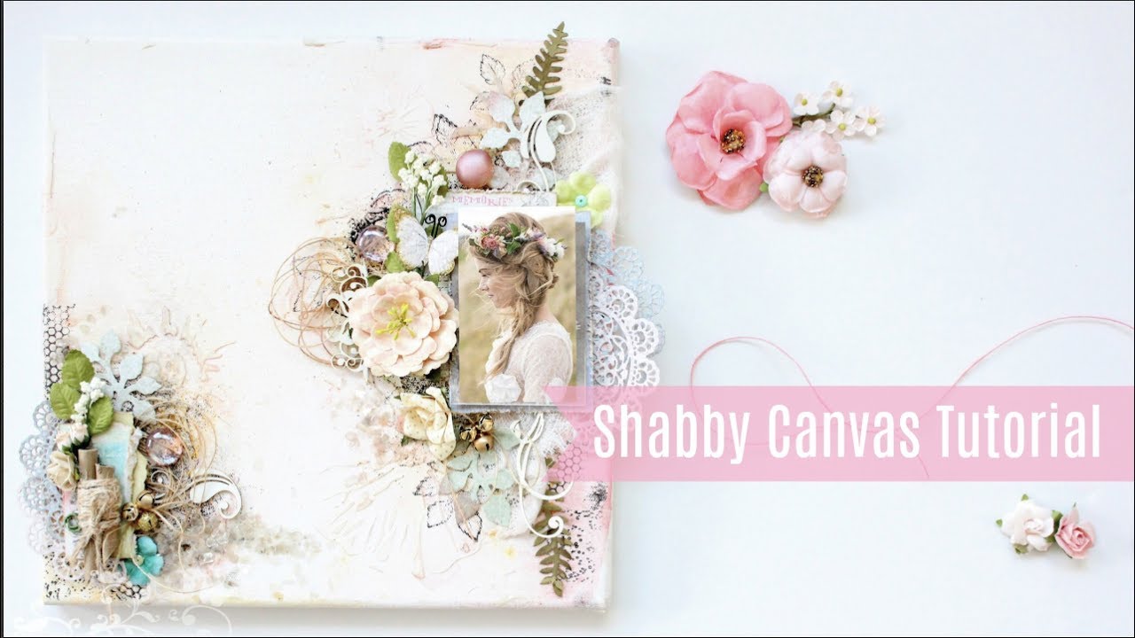 Shabby Chic Mixed Media Canvas Tutorial with Subtitles |Easy | How To Do