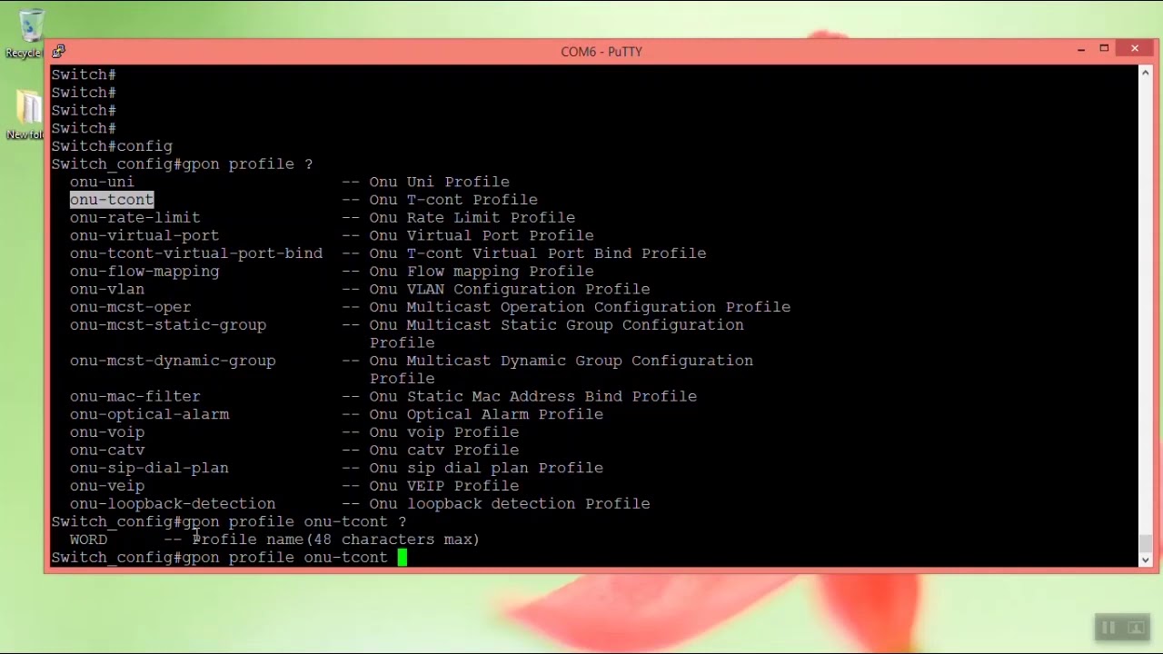 How to Do t-cont profile configuration BDCOM GPON