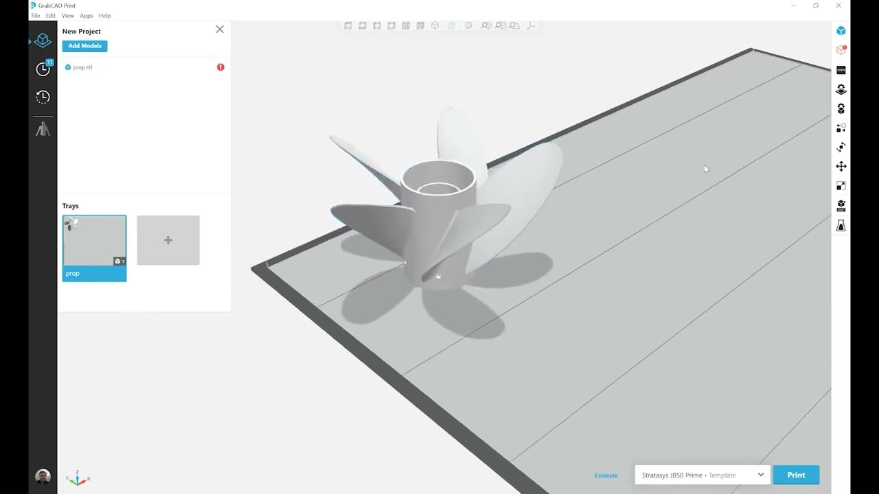 Stratasys Academy | GrabCAD Print: Importação e escala do modelo