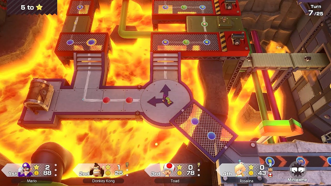 Super Mario Party Jamboree #292 King Bowser's Keep Waluigi vs Rosalina vs Donkey Kong vs Toad