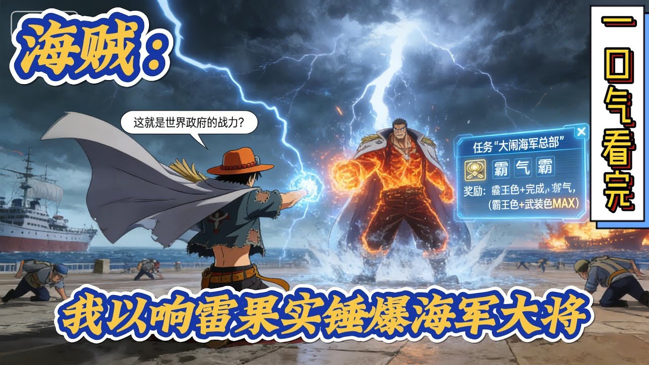 🔥完结！💥独家！《海贼：我以响雷果实锤爆海军大将》穿越海贼世界，系统奖励了响雷果实，还能通过做任务获得奖励点增加体术，霸气，恶魔果实能力，于是乎，安柏心里的野心被唤醒了!#有声漫画#爽文#海贼王#路飞