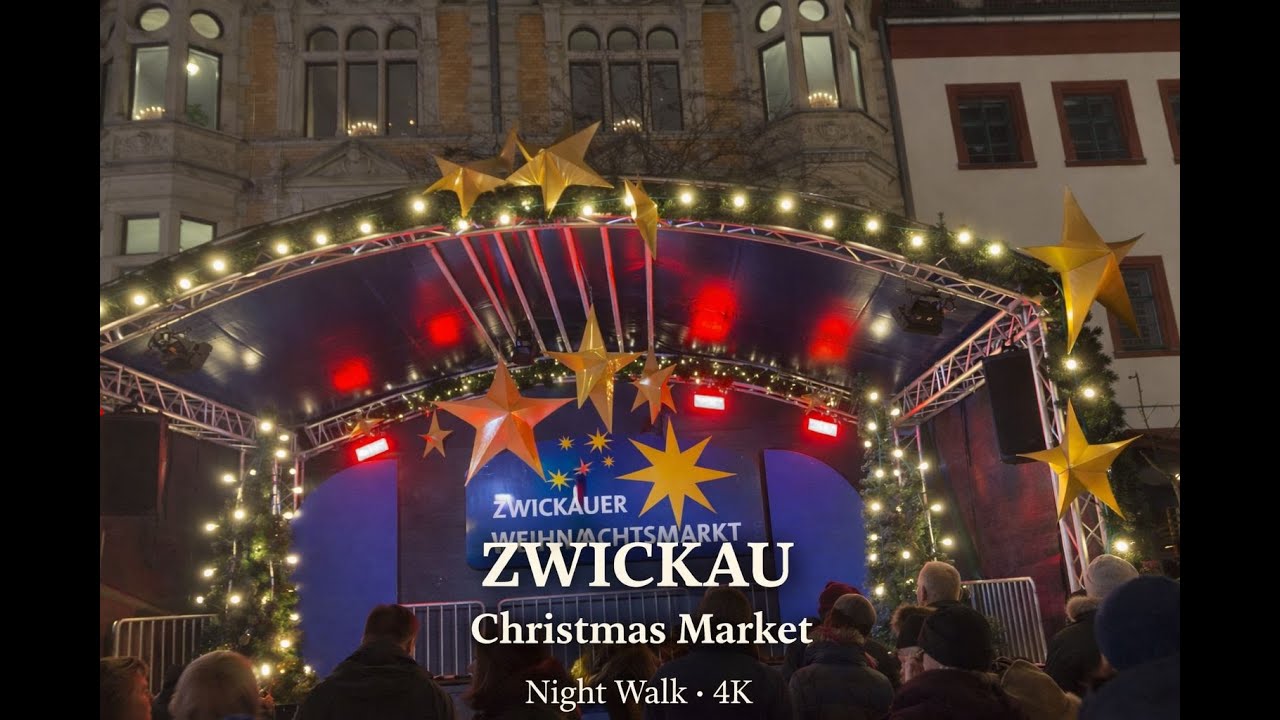 Zwickau Christmas Market 2025 🎄  Night Walking Tour in 4K with Natural Sounds No Music