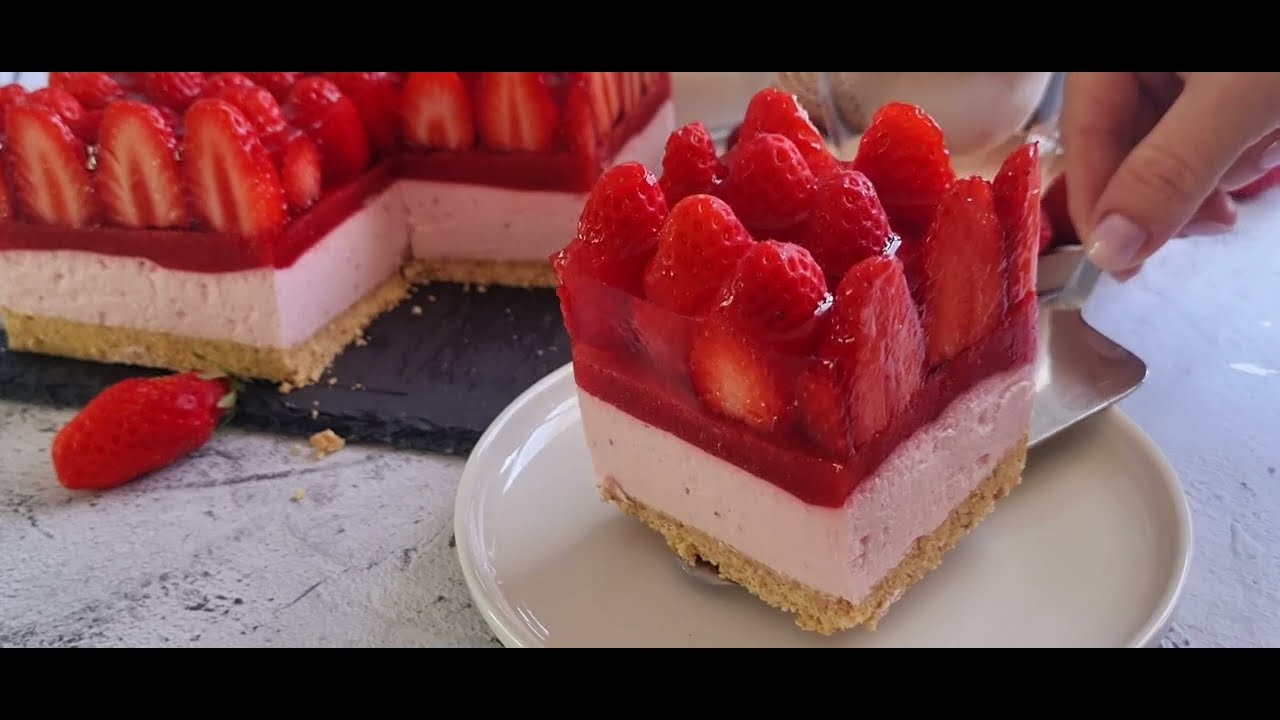 Cheesecake sans four ! Gâteau au fromage a la fraise 🍓 sans cuisson !