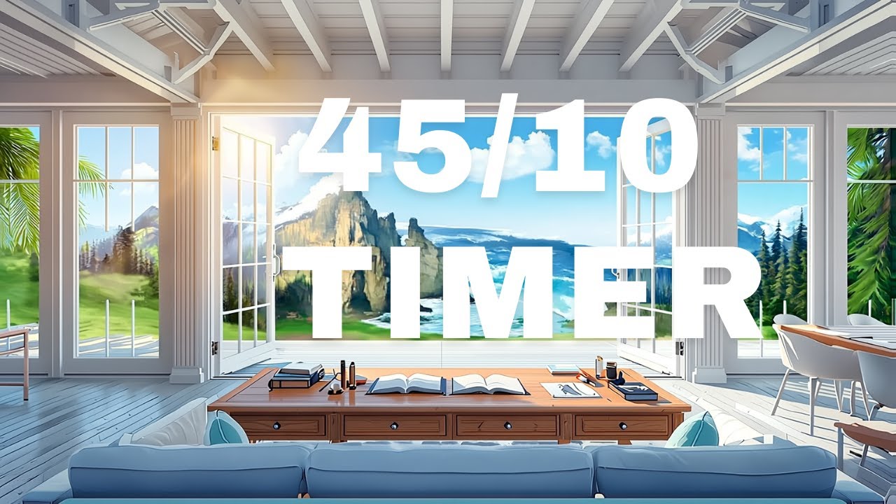 45/10 Pomodoro Timer | Calm Study Ambience with Mountain & Nature View
