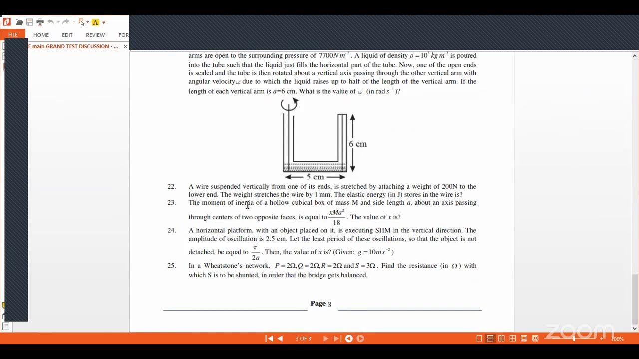 JEE MAINS GRAND TEST DISCUSSION - 2