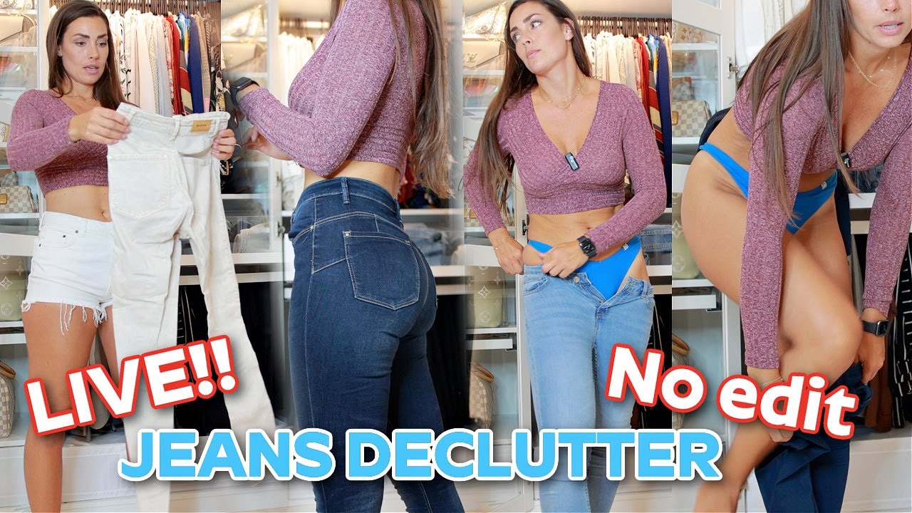 JEANS DECLUTTER LIVE!! Try on and My full jeans collection - NO EDIT!