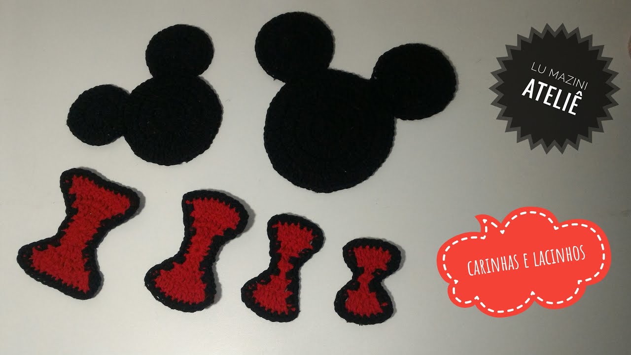 LAÇOS DE CROCHÊ E ROSTINHOS MINNIE E MICKEY