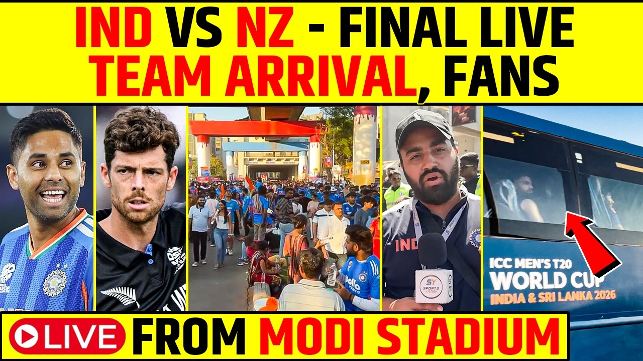 🔴IND VS NZ FINAL- VIBE OUTSIDE STADIUM, TEAM ARRIVAL, FANS REACTION