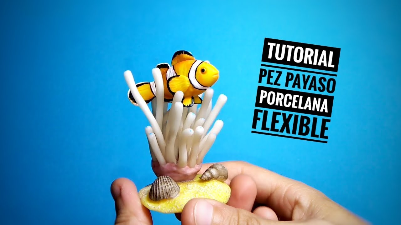 TUTORIAL DE PEZ PAYASO EN PORCELANA FRÍA. 🐠 HOW TO MAKE CLOWNFISH IN CLAY!!