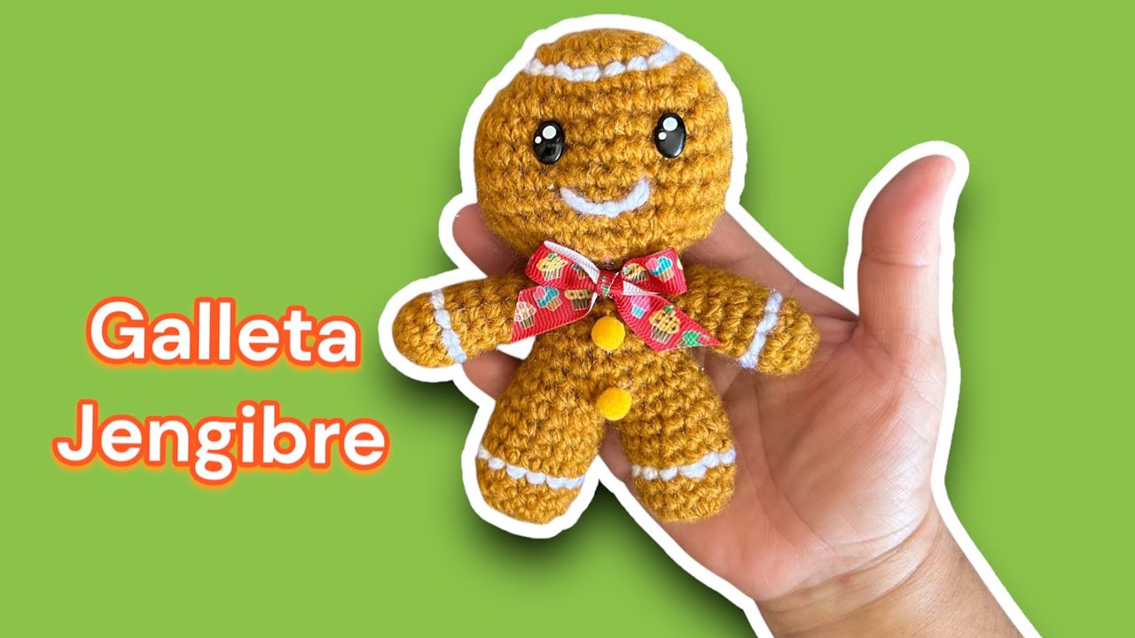 Cómo tejer Galleta de jengibre adorno navideño  paso a paso tutorial crochet (subtítulos)