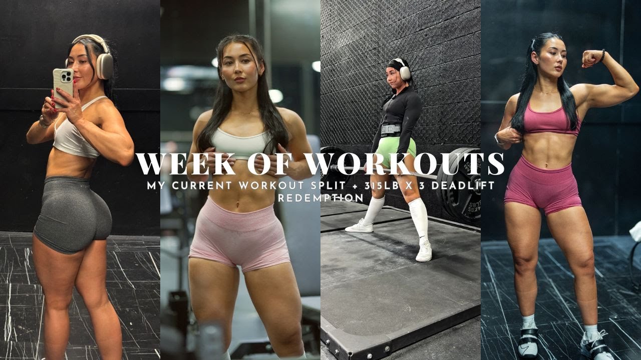 FULL WEEK OF WORKOUTS | my current workout routine, 315lb x 3 deadlift redemption & 310lb squat PR