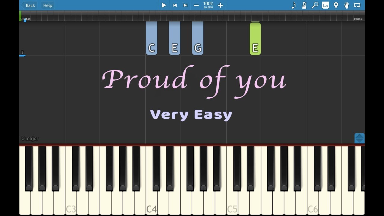Proud Of You - Very Easy Version - Piano Tutorial - Made by Synthesia