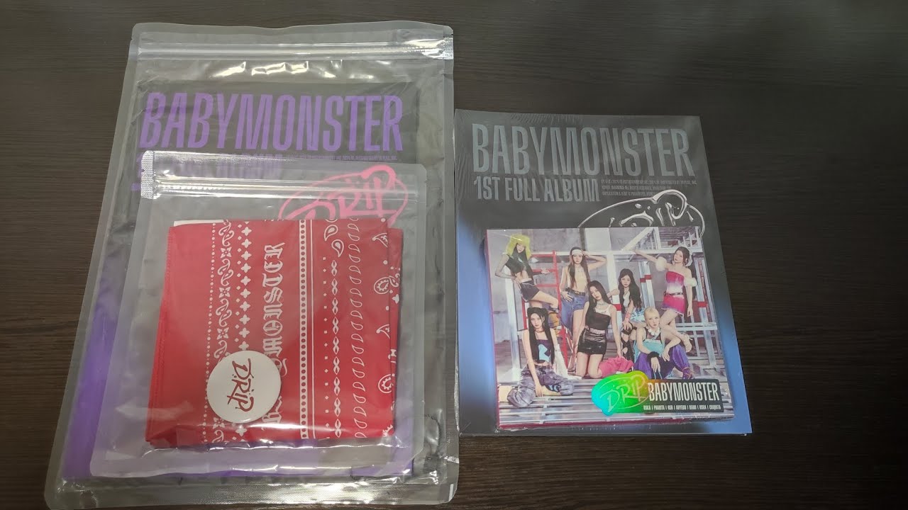Распаковка альбома BABYMONSTER /Unboxing BABYMONSTER DRIP(Ziplock, Binder, Jewel Case, Bandana ver.)