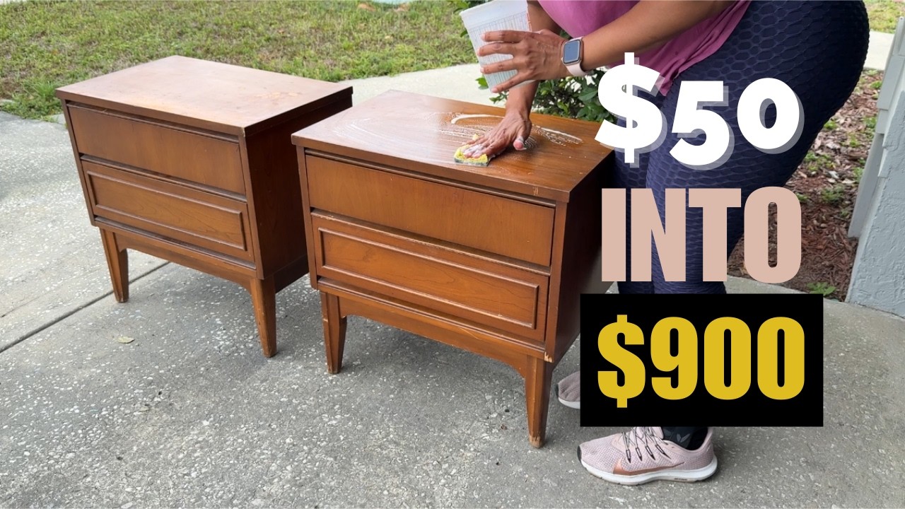 One of my most profitable flip! Refinishing a FB marketplace find ($50 MCM nightstands into $900!)