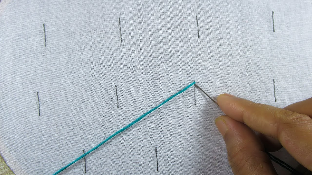 All over hand embroidery leaf stitch design