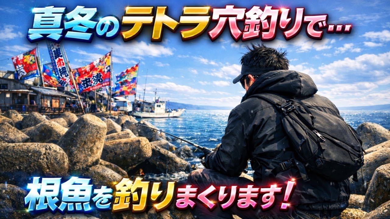 【釣り配信】真冬のテトラ！ルアーで穴釣りがヤバい…根魚を釣りまくります！