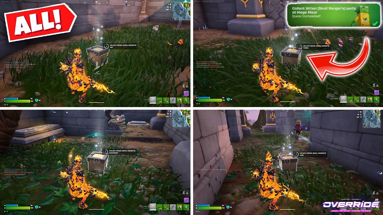 Соберите детали Wrixel (Skull Ranger) в Mega Maze | Задания Fortnite Build-A-Wrixel