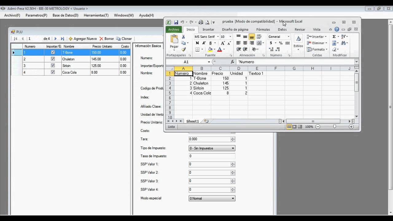 Alta de Artículos desde Excel en Bascula Etiquetadora Metrology