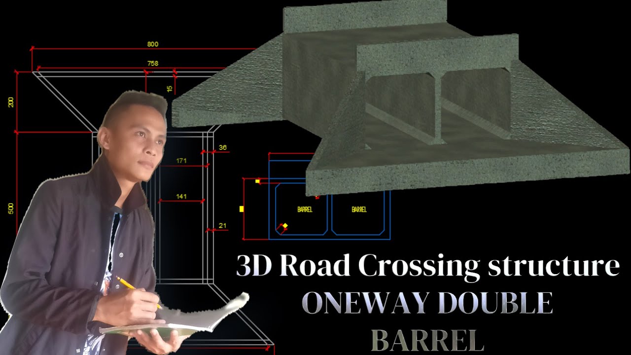 Creating 3D Road Crossing / One-way Double Barrel Box culvert .