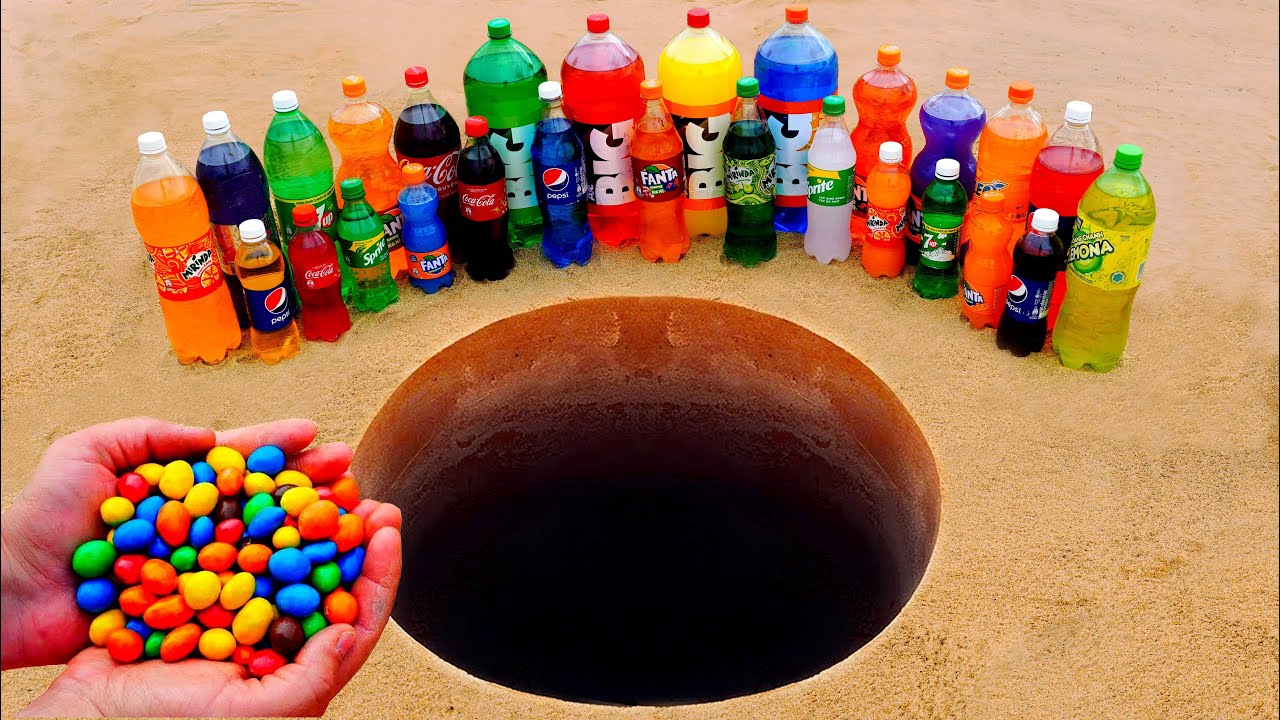 Experiment : Different Big Cola , Fanta ,Sprite , Mirinda , Coca Cola vs Mentos Underground